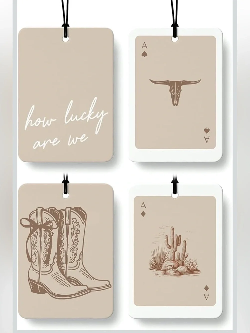 Boho Beige Western Car Air Freshener 4 Pcs